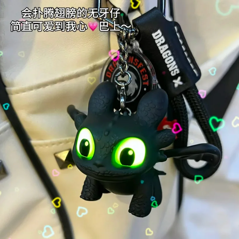 Official Potdemiel Honey Jar Keychain Toothless & Light Fury Car Key Ring How to Train Your Dragon Couple Pendant Cute Gift - view 2