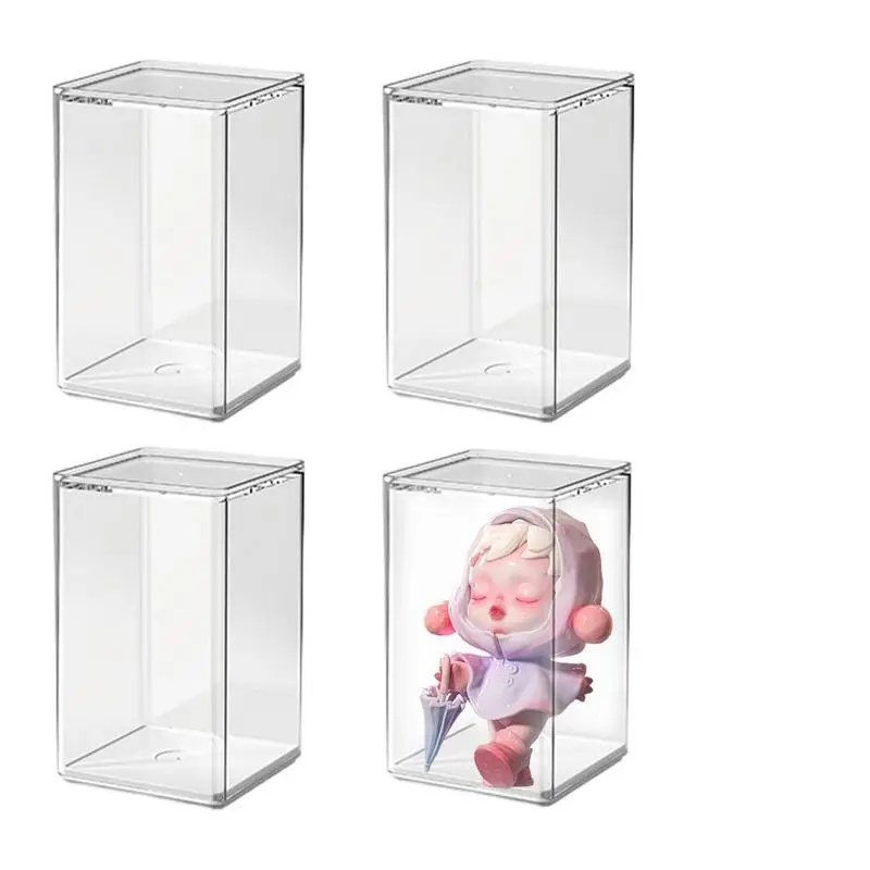 4 PCS Clear Acrylic Display Case For Figures Hand-made Doll Model Blind Box Toy Storage Box Display Stand Customized