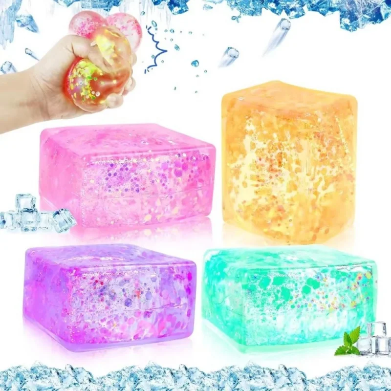 4pcs 짜기 재미있는 장난감, 두부 모양의 고무 반죽 퀴시 장난감, 천천히 상승하는 오로라 말토스 디자인, 내구성이 뛰어나고 연령에 맞게 편안함