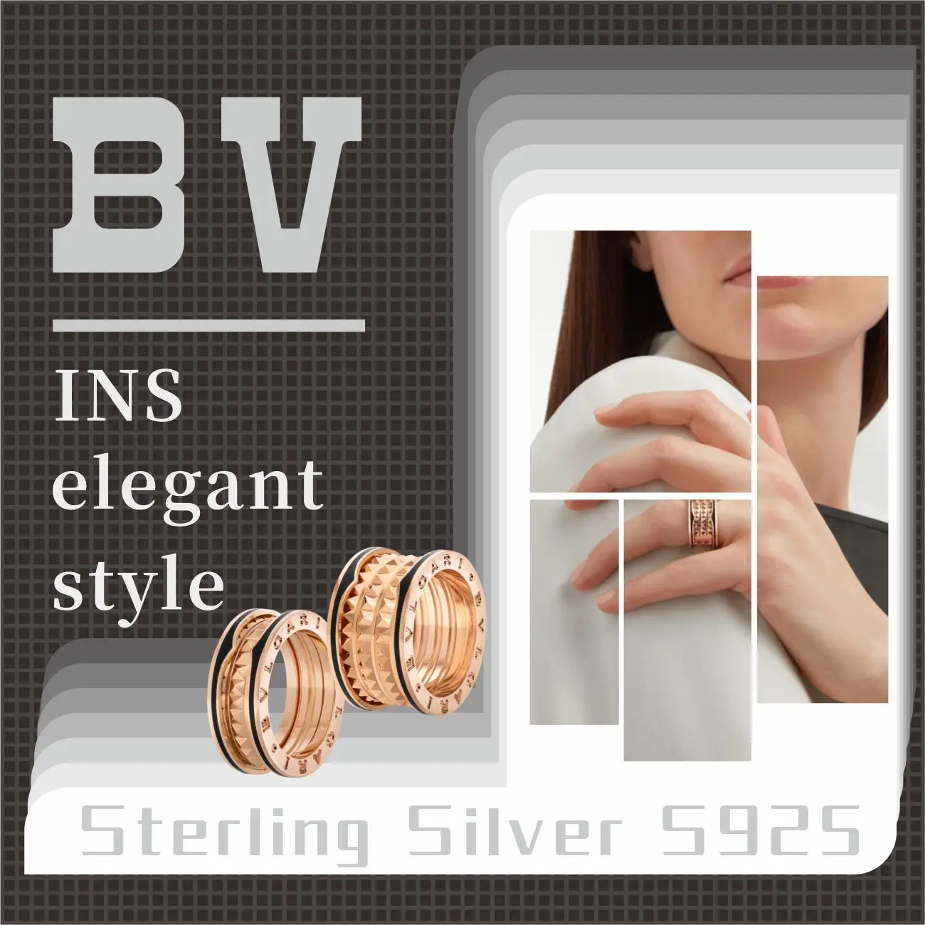 Sterling Silver s925 BV Roman Culture Simple Round Ladies Ring B.ZERO1 Luxury Jewelry Classic Wedding Ring Fashion