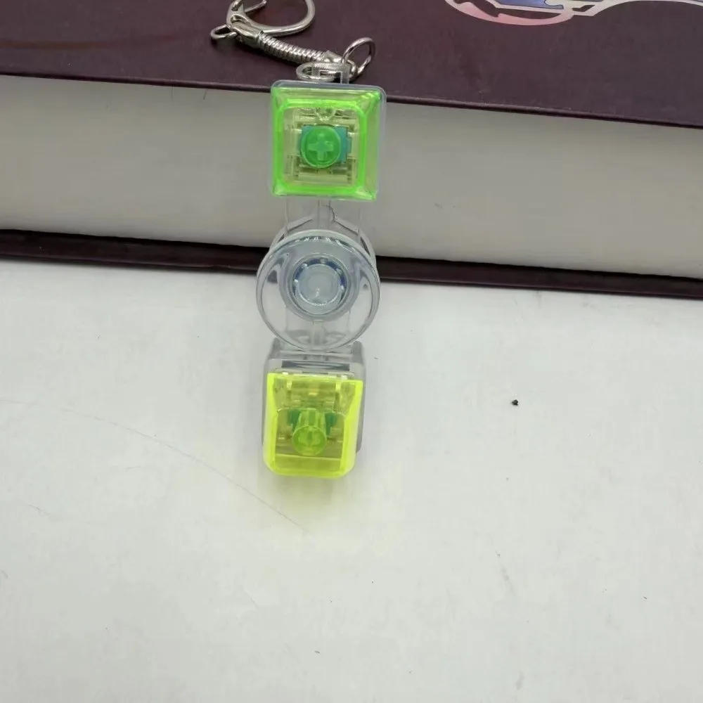 Key Button LED Light-Up Keychain Transparent Stress Relief Clickable Button Fidget Pass The Time Light Emitting Keycap Keychain