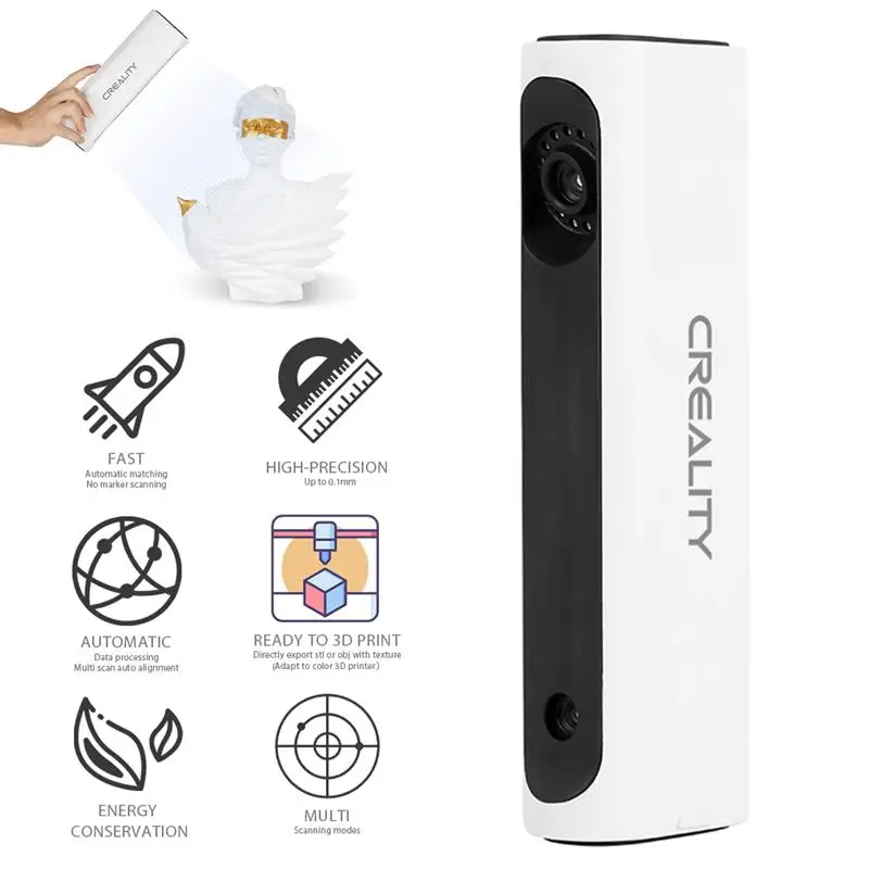 ماسح ضوئي ثلاثي الأبعاد محمول باليد بالألوان الحقيقية بالكامل متوافق مع الطابعات ثلاثية الأبعاد مع قرص دوار ثلاثي القوائم يدعم مخرج OBJ/STL