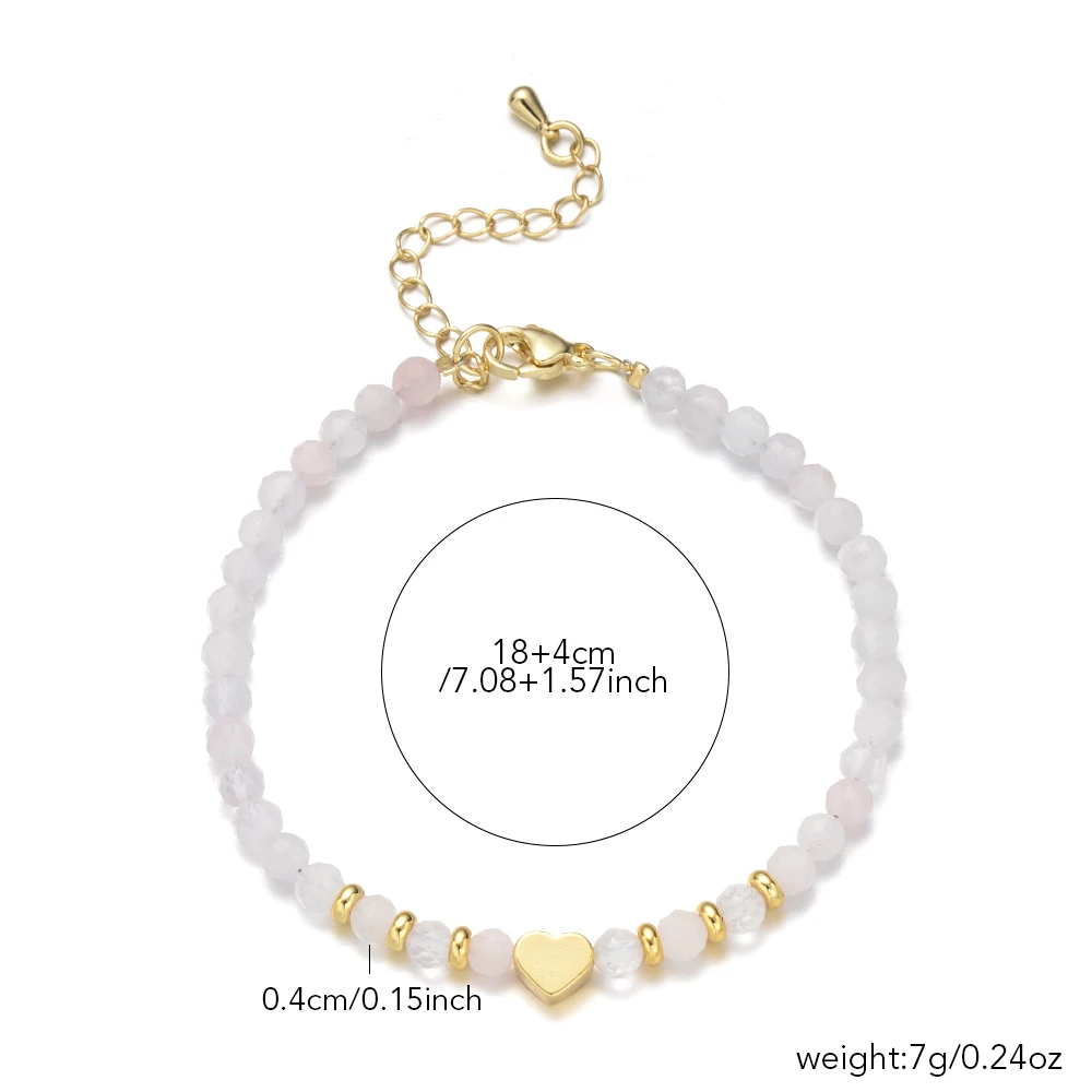 Wholesale 4MM Natural Stone Sunstone Lapis Amethyst Garnet Rose Quartz Faceted Rounds and Hematite Heart Bracelets For lady