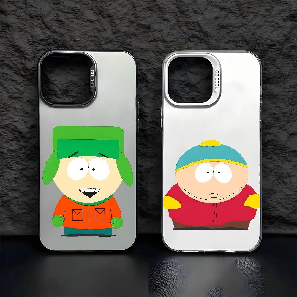 

Cartoon S-South-Parks Phone Case For IPhone 17 16 15 14 13 12 11 Pro Max Black Purple Matte Laser Metallic Aurora Funda