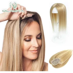 Real Human Hair Wigs Women Hair Topper Clip In Women Toupee Hairpiece Brown Hair Toppers for Women Clip On Hair Extensions