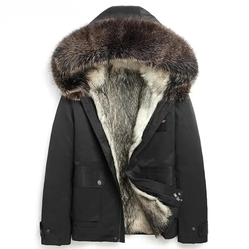 

Winter 100% Real Raccoon Fur Liner Parkas Men 2021 Real Men's Fur Coat Warm Thick Jackets Casual Casaco Masculino Gxy276