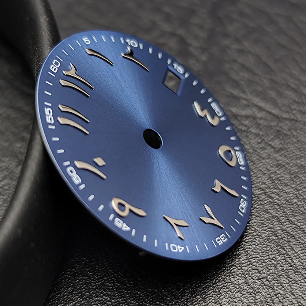 28.5mm Watch Dial with Hands Set, Arabic Numerals Date Window Dial Replacement for NH35 NH36 Automatic Movement, Watch Mod Parts