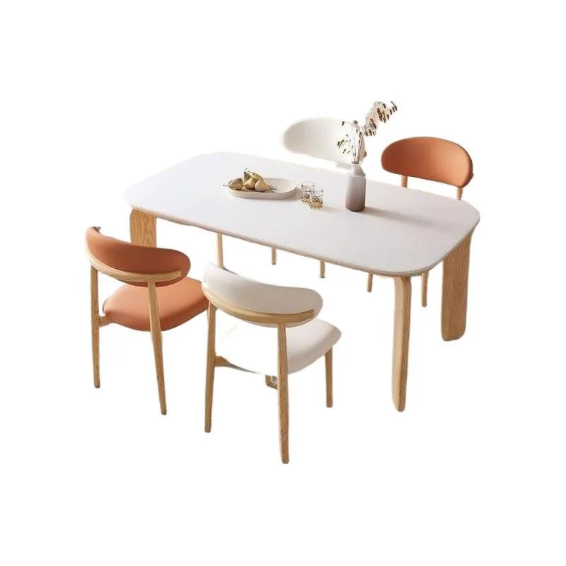 Zsj simple log solid wood dining table and chairs living room oval rock slab dining table custom dining table home light luxury