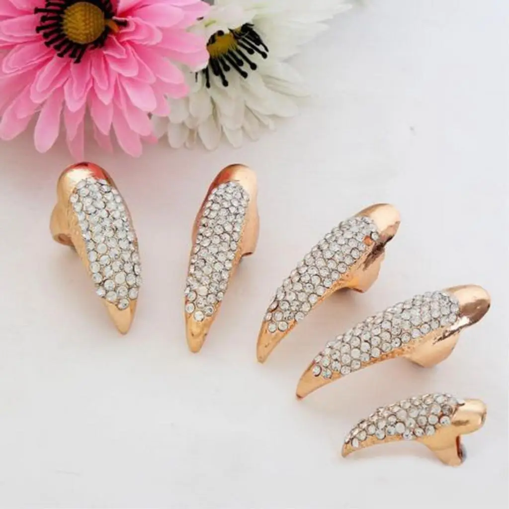 5 Pieces Finger Nail Claw Ring Wrap Women Hand Jewelry Cosplay Gift