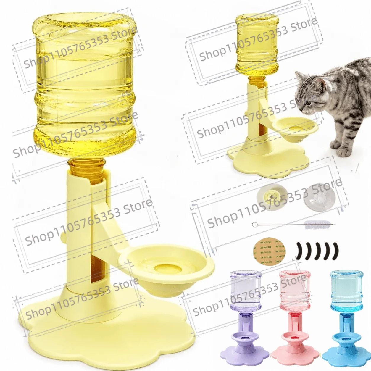 Automatic Cat Water Dispenser Stand Adjustable Height Carrying A Water Bottle Gravity Pet Water Fountain for Cats&dogs
