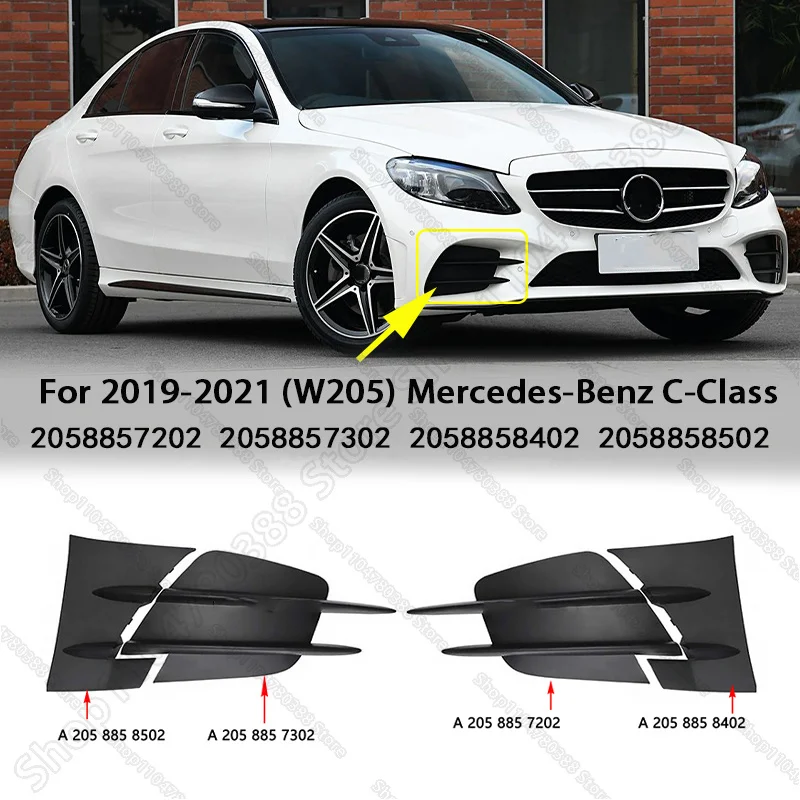 For 2019-2021 Chass W205 Mercedes-Benz C-Class C300 Front Bumper Fog Lamp Grille 2058857202 2058857302 2058858402 2058858502