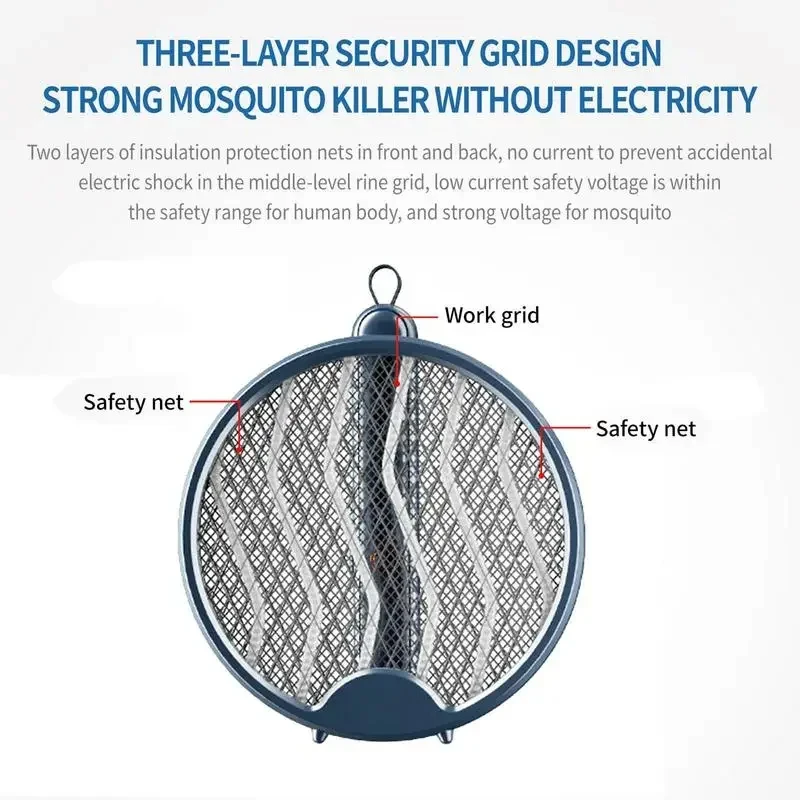 2-in-1 Electric Mosquito Swatter Mosquito Killer USB Rechargeable Angle Adjustable Electric Bug Zapper Fly Bat Insect Swatter