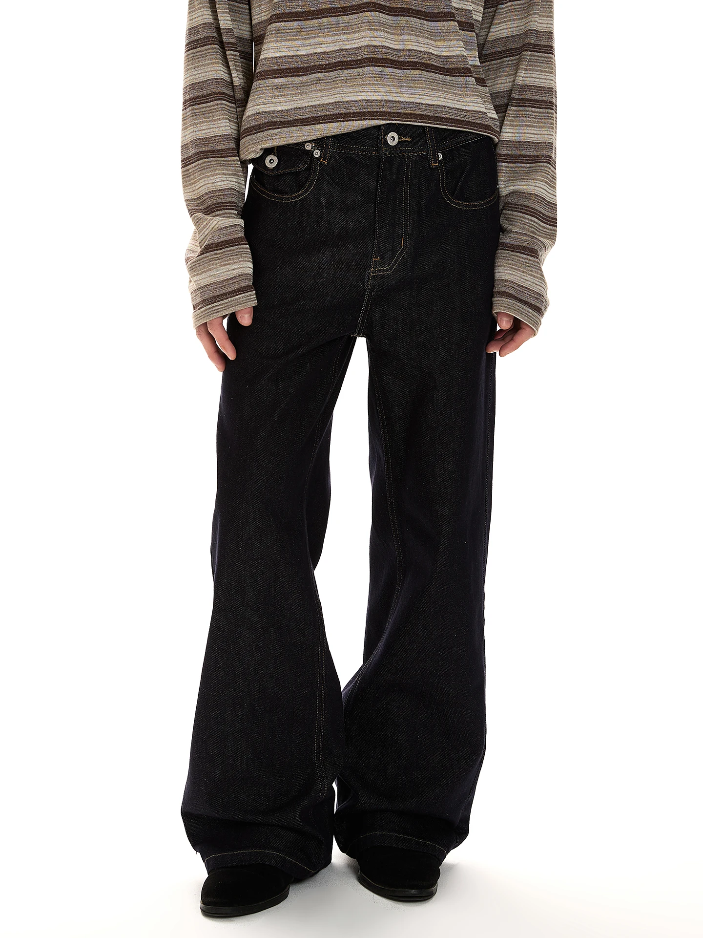 

American Retro Cleanfit Denim Original Color Jeans Commute Slimming Versatile Straight Leg Micro Flared Pants for Teens And Y...