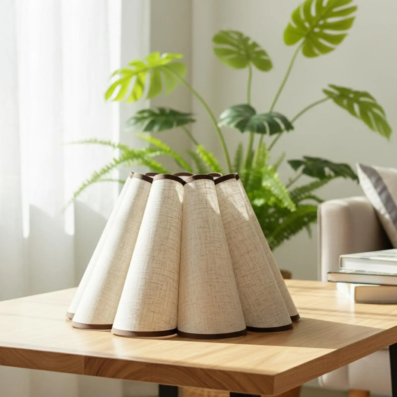 Petal Style Fabric Lamp Shade Linen Textile with Metal Frame E27 Socket for Bedside Lamp Warm Cozy Light Bedroom Nightstand