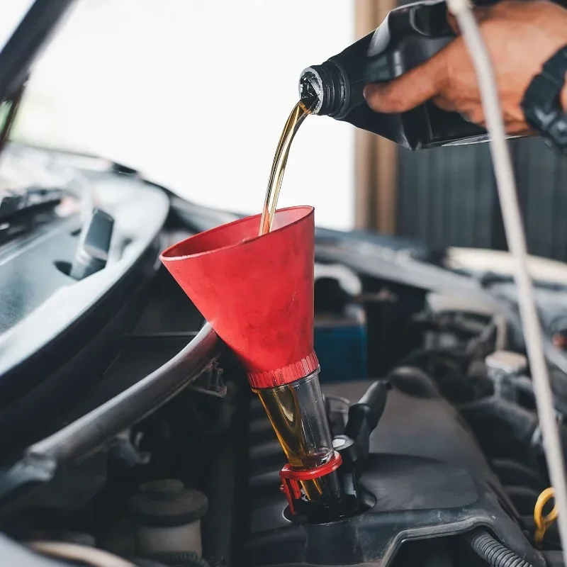 Fluid Funnel Set Adjustable Clamp Tool for Oil Coolant Transmission Car Truck Engine Safe Pouring No Drip Maintenance Gear