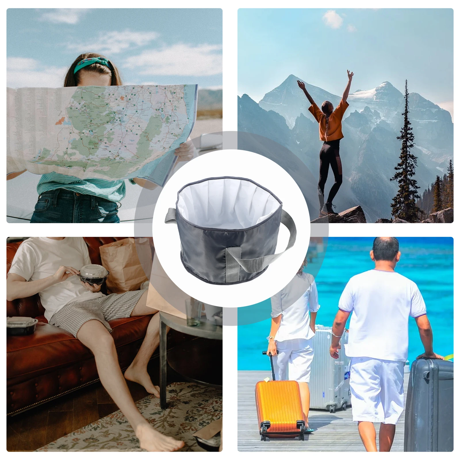 

Portable Folding Basin For Travel Camping Hiking Fishing Self-Driving Tours Outdoor Foot Soaking Tub Heat Preservation Water Bag