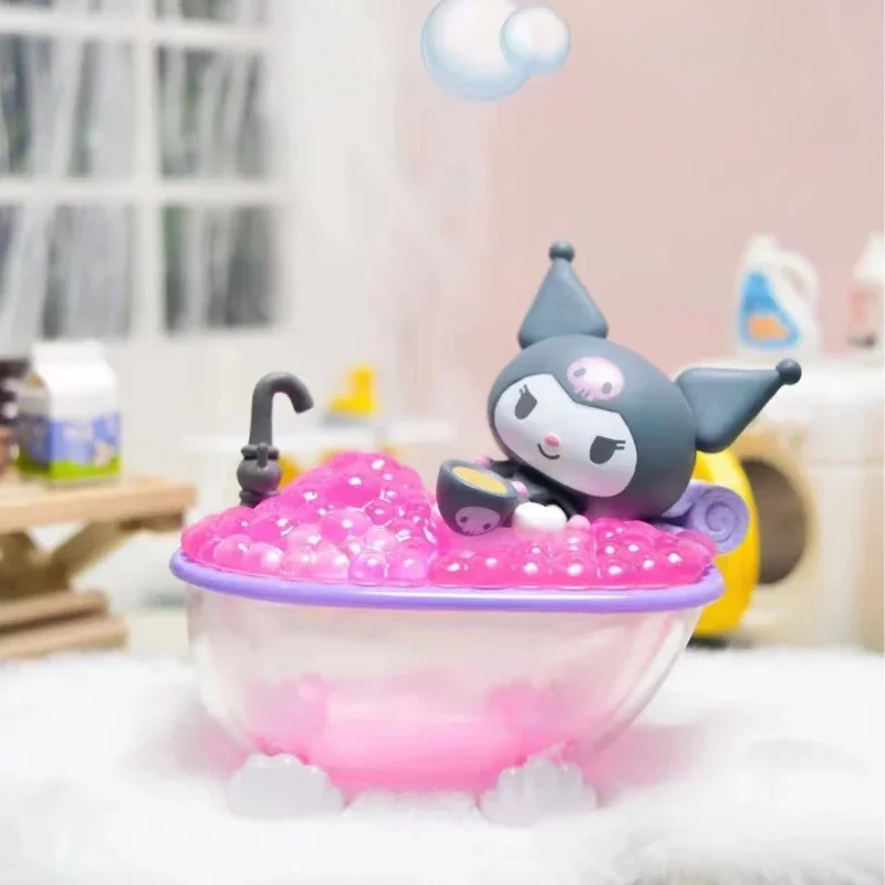 Sanrio Bath Series Blind Box Kuromi Kawaii Decorations Bubble  Surprise  Cute Doll Desktop Car Ornament Mystery Toy Model