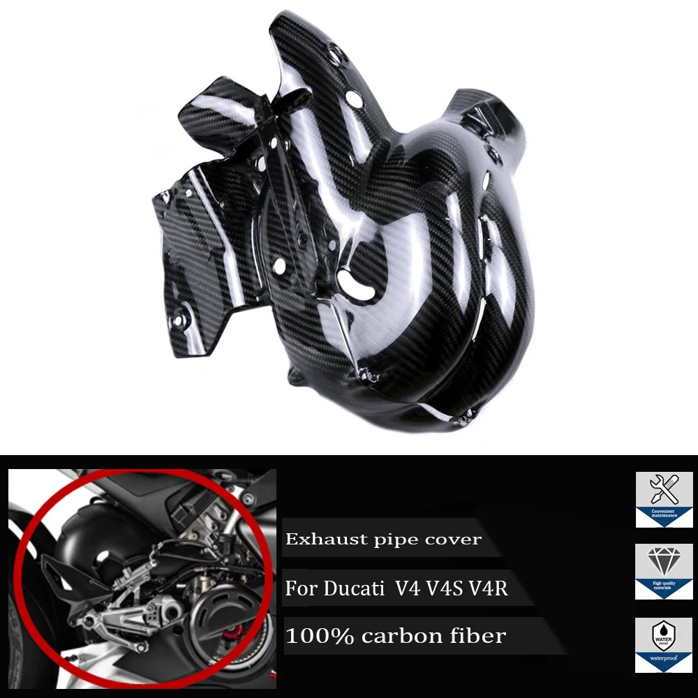 

for Ducati Panigale/Streetfighter V4 V4S/R 2018-2021 Motorcycle Accessories 3K Carbon Fiber Exhaust Pipe Heat Shield