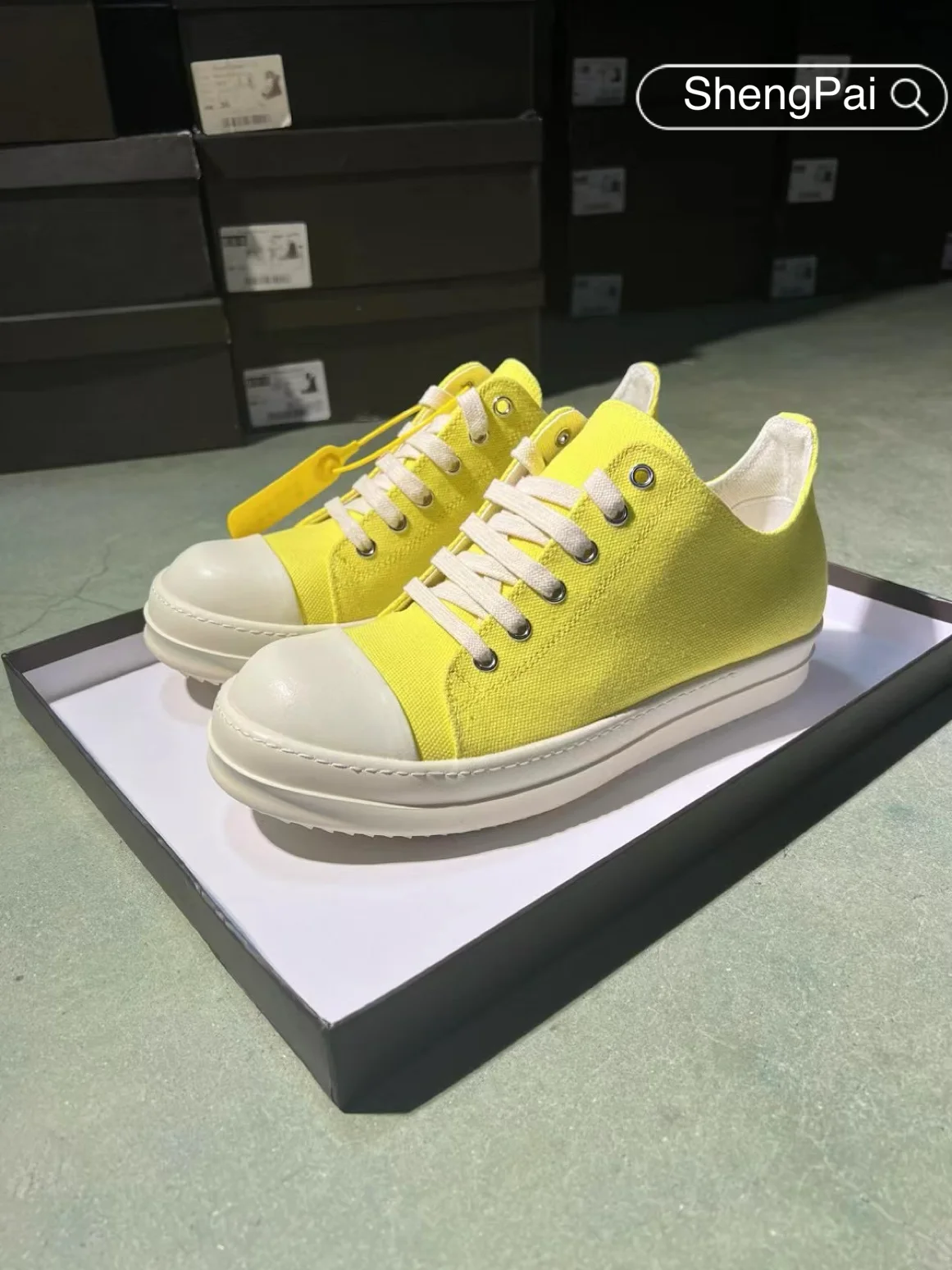 Rick bright yellow canvas low top men's casual shoes Owens high quality men's sneakers lace-up new fashion women's ankle shoes