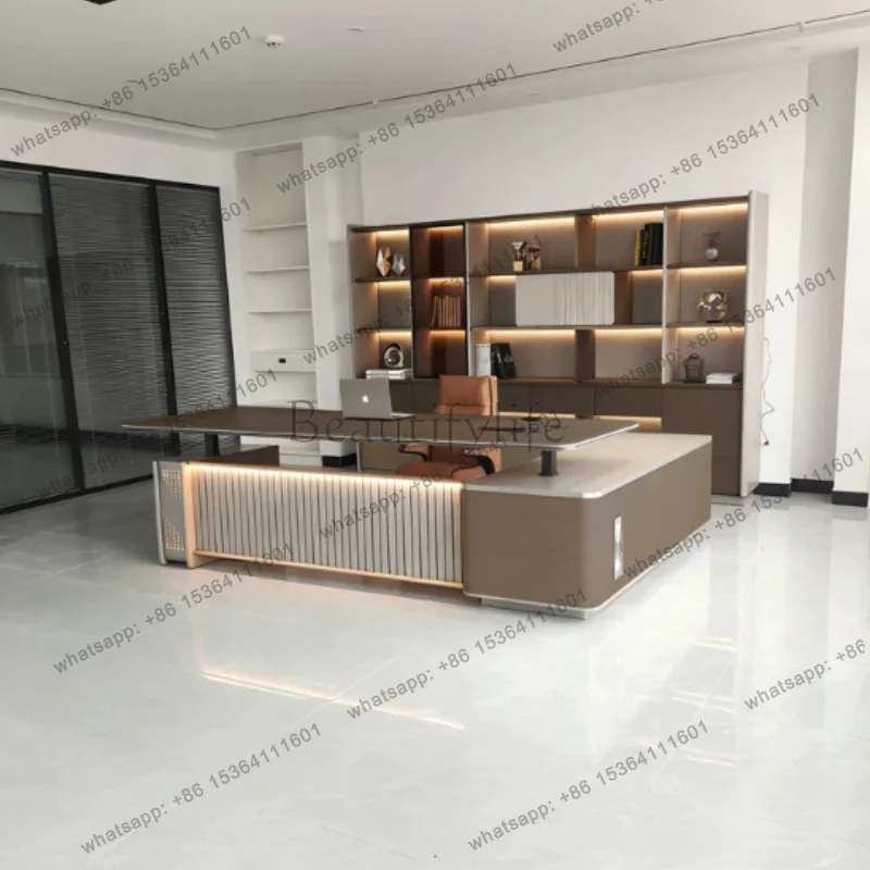 LJY Modern Simple Standing Desk Computer Tables Furniture Luxury Lifting Multi-purpose Office Desks And Workstations Boss Table