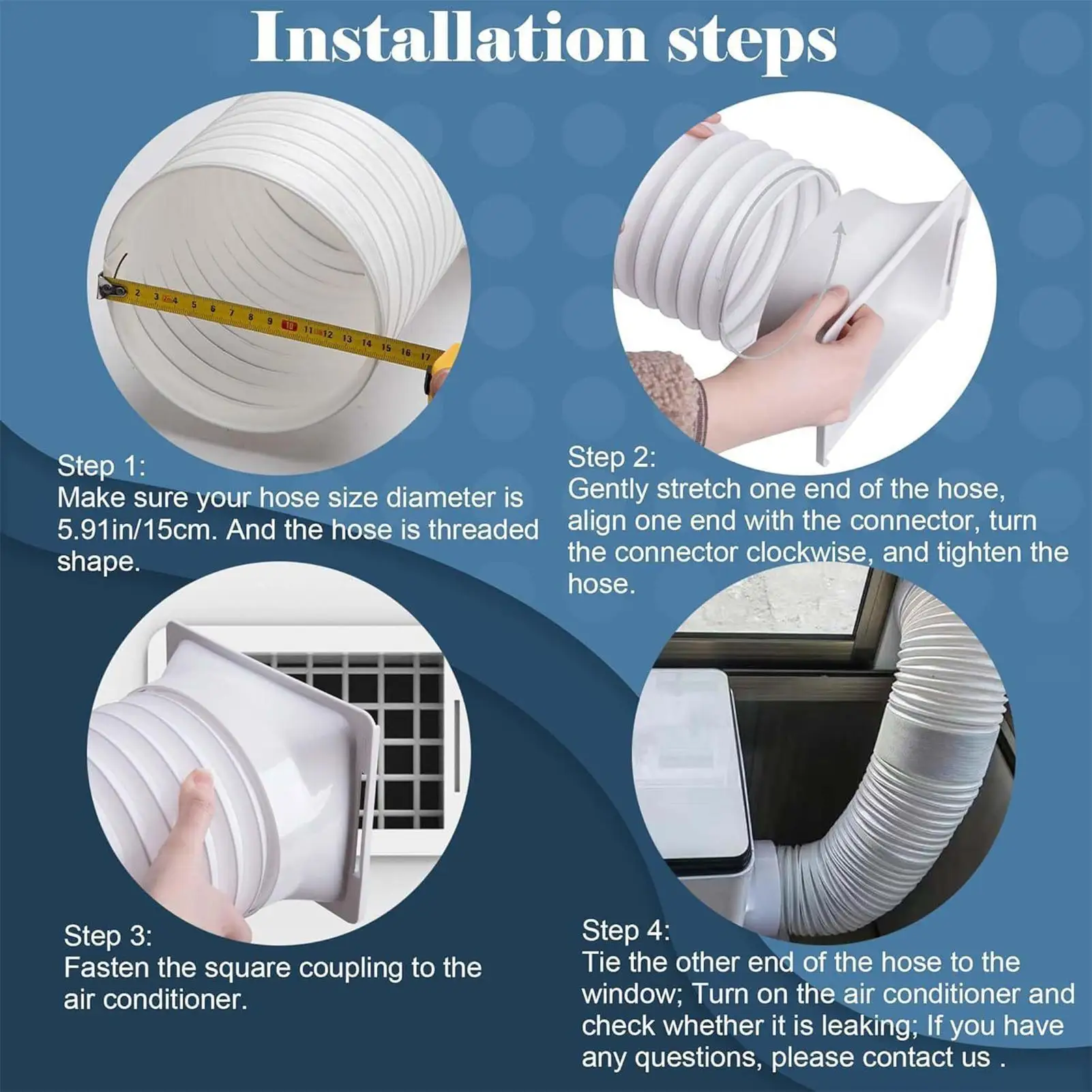 Portable AC Hose Connector Mobile HVAC Pipe Coupler AC Drain Hose Adapter For Workshop Apartment Home Dormitory Garage Office