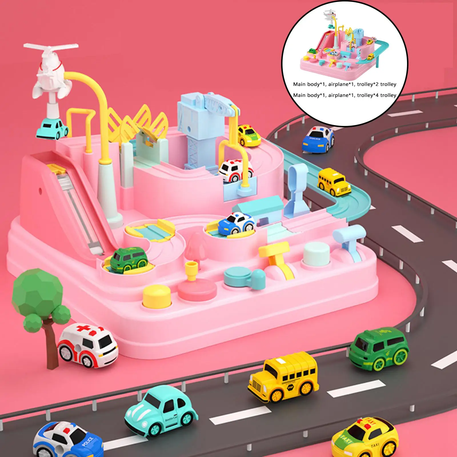 レールおもちゃ 車両おもちゃ 組み立て済みおもちゃ インタラクティブおもちゃ プレイセット 車の冒険 子供用おもちゃ 幼児用