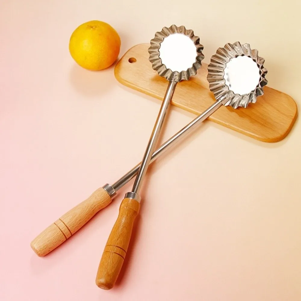 Non-Stick Fried Food Mold Wooden Handle Heat Resistant Shredded Radish Fritters Mold Stainless Steel Frying Pancake Spoon