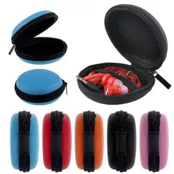 Hot Mini Portable Round Earphone Cable USB Data Cord Storage Bag Zipper Pouch Case