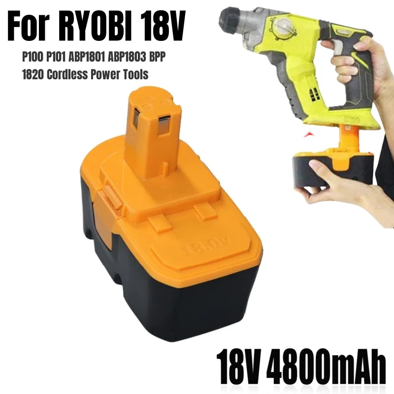 

For RYOBI 18V 4800mAh Replacement Battery P100 P101 ABP1801 ABP1803 BPP1820 Cordless Power Tools