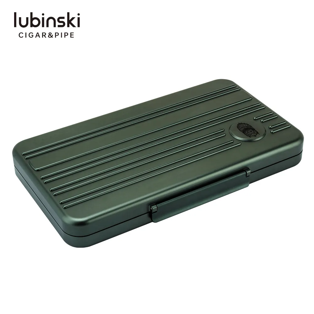 High quality Lubinski aluminum 5 cigars travel portable cigar humidor with gift box