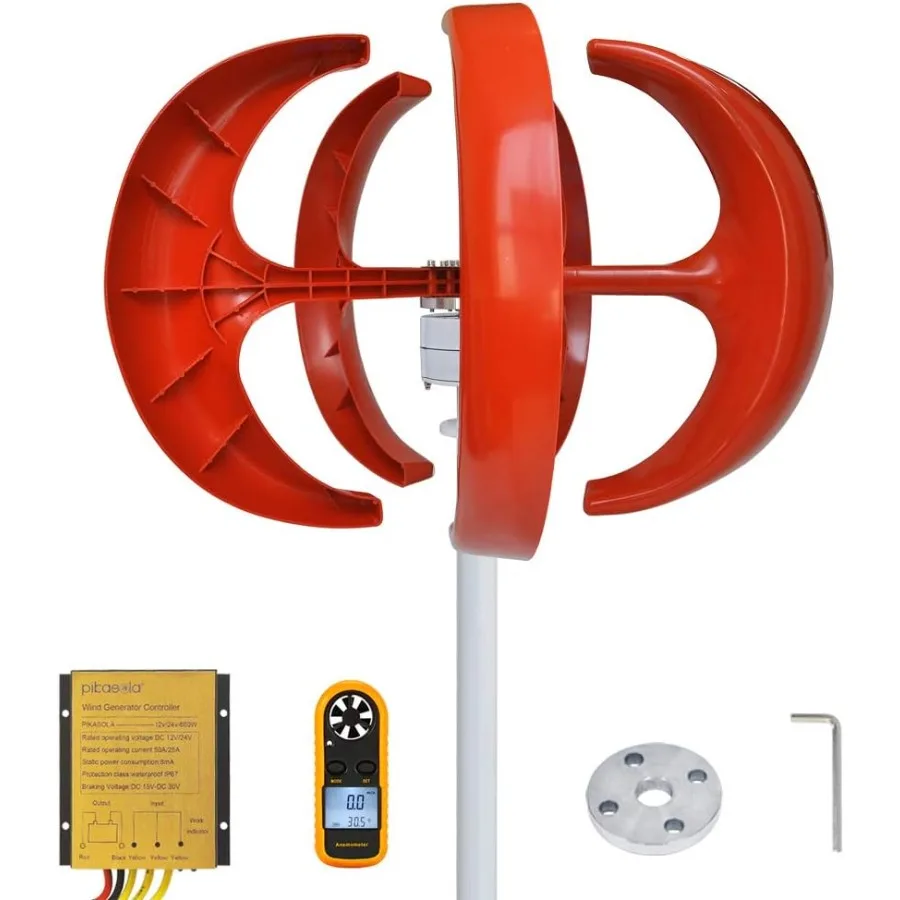 

200W max 220W 12V 5 Blade Vertical Axis Wind Generator 3 Phase AC Permanent Magnet Generator Kit with Controller for Hybrid Win