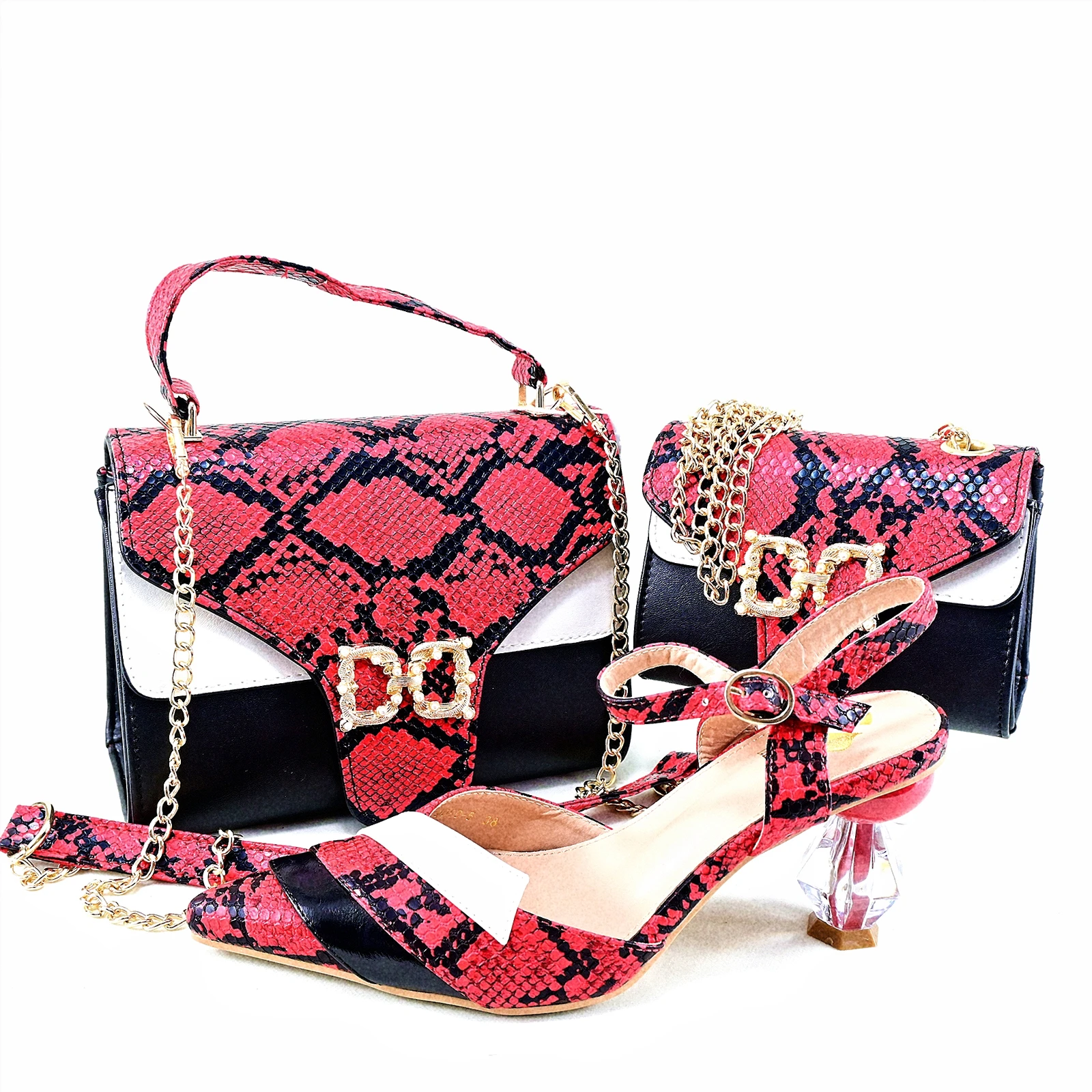 

Doershow beautiful Italian Shoes And Bag Sets For Evening Party With Stones Italian Leather Handbags Match Bags! HRT1-39