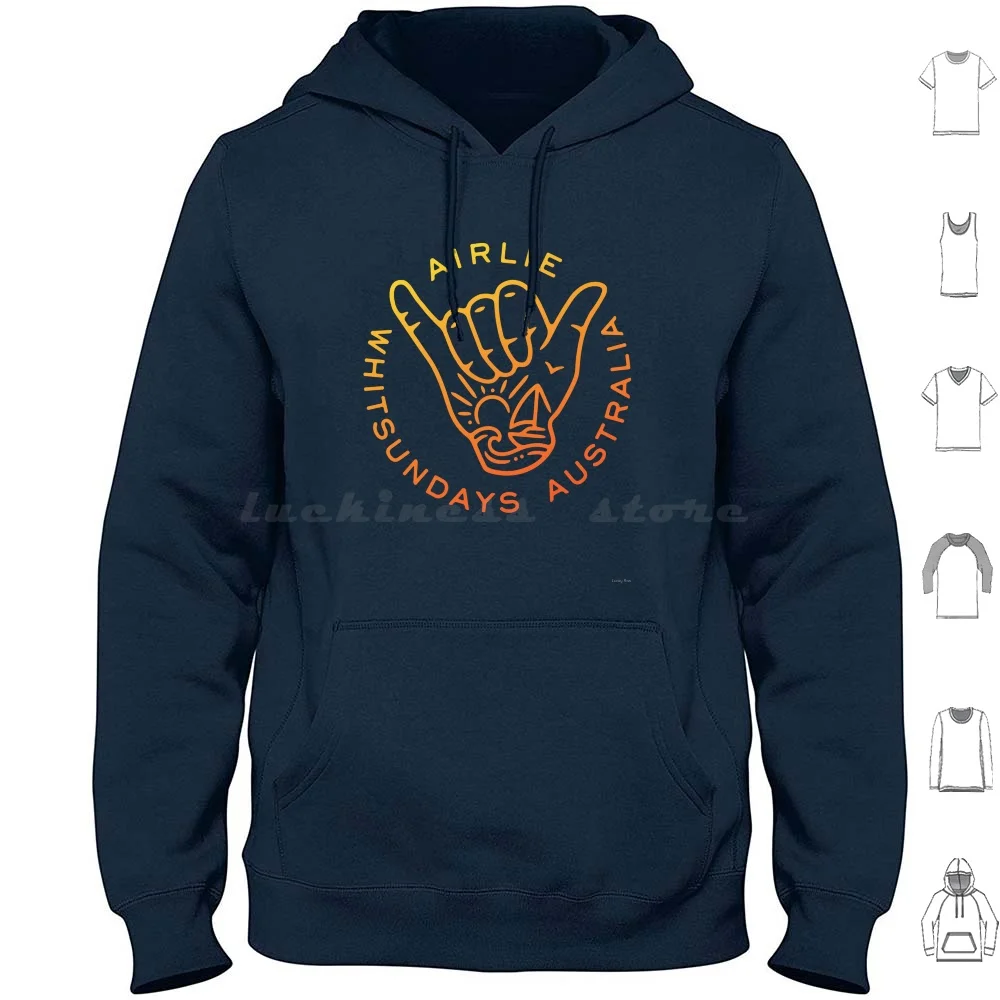 Airlie Beach-Shaka Hoodie Cotton Long Sleeve Airlie Beach Shaka Whitsundays Australia Souvenir Destination Sailing