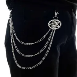 Punk Pants Chain Pentagram Keychains for Men Women Jean Trouser Biker Chains Harajuku Goth Jewelry Gothic Rock Emo Accessories