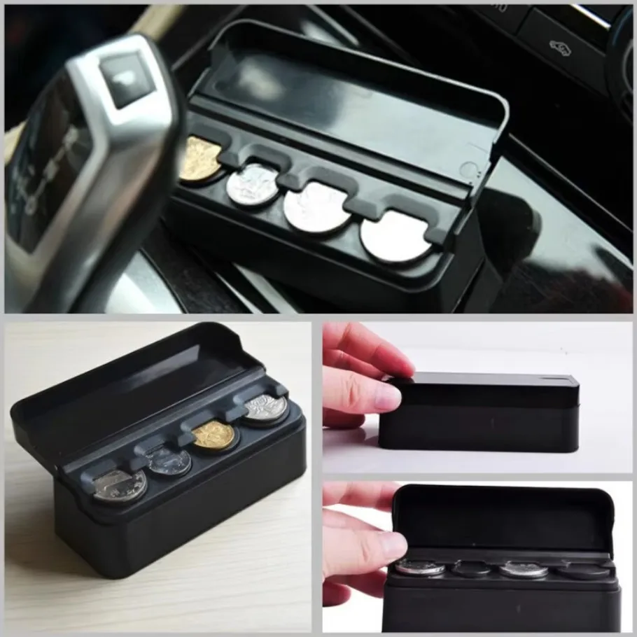 1x Car Coins Storage Box Piggy bank Organizer Change Holder