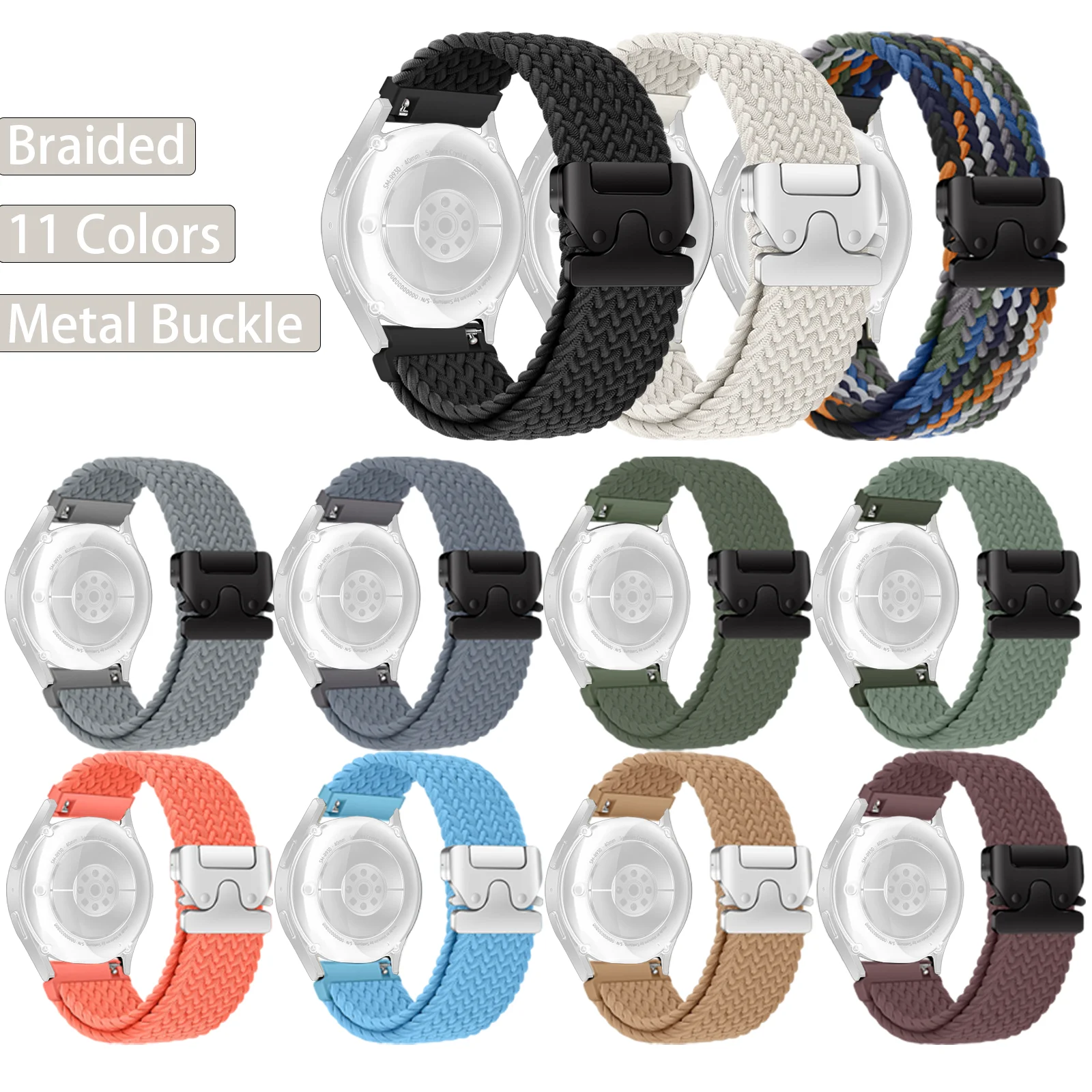 20mm Nylon Parachute Buckle Strap For Galaxy Watch 7/FE/6/5 Pro/4/Classic/Active2 Huawei GT 2/3/4/5