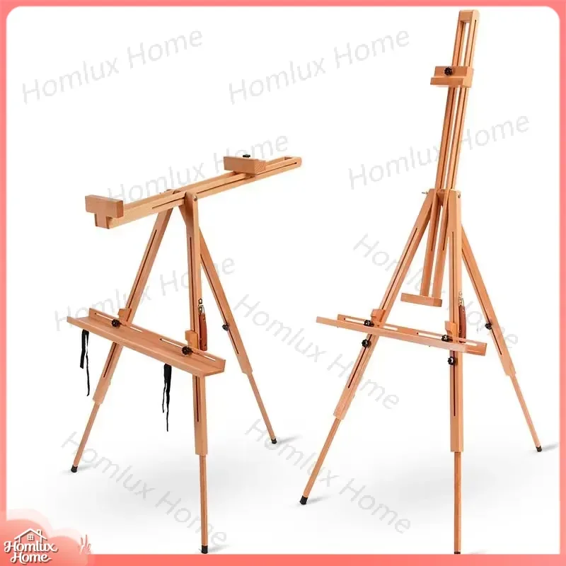Lightweight Foldable Portable Triangle Easel Adjustable Solid Wood Artist Sketch Easel for Floor Tabletop Canvas Stand