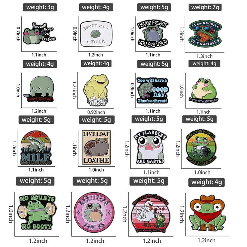 Funny Cute Frog Quotes Enamel Pins Don't Test Me Frog With Knife Animal Brooches Lapel Badge Cartoon Jewelry Gifts For Friends