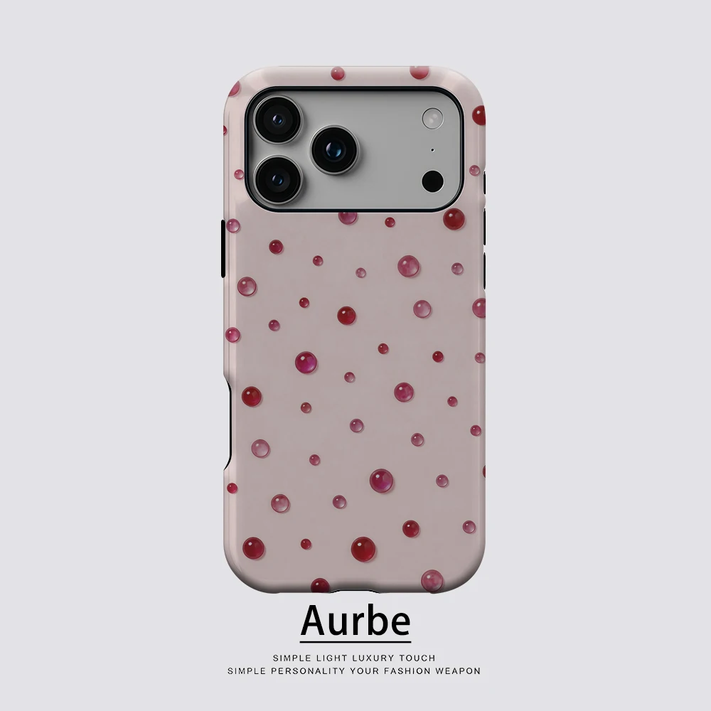 Korea Film Phone Case For iPhone 18 17 16 15 14 13 12 Pro Max Air 16e Max Pink Water Drops Hard PC Bumper Cover