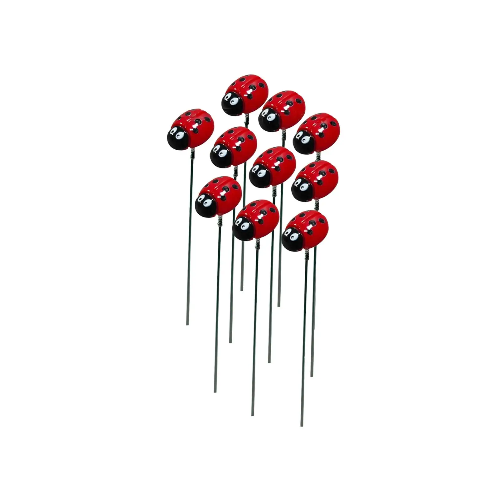 10 Pieces Garden Ladybug Stakes Sculptures Gardening Accesorries Backyard Figurines Decorative Flower Pots Statue Decors
