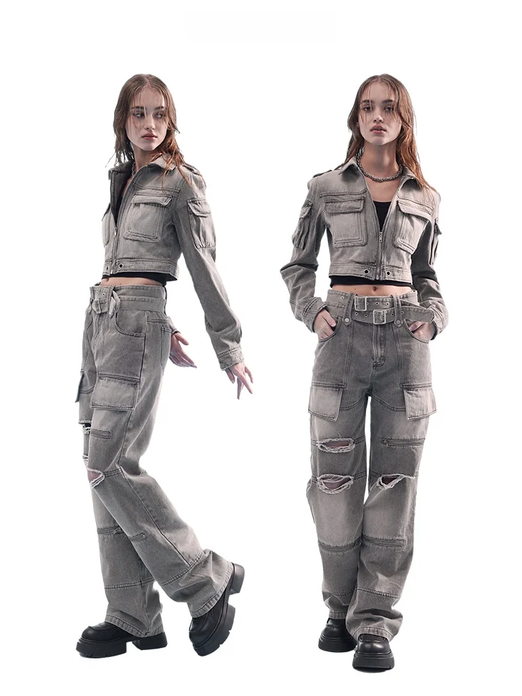 

Женские джинсы Heavy Du Vintage с рваным эффектом, прямой крой, новые, весна-лето, из износостойкого денима, с застежкой-молнией на талии