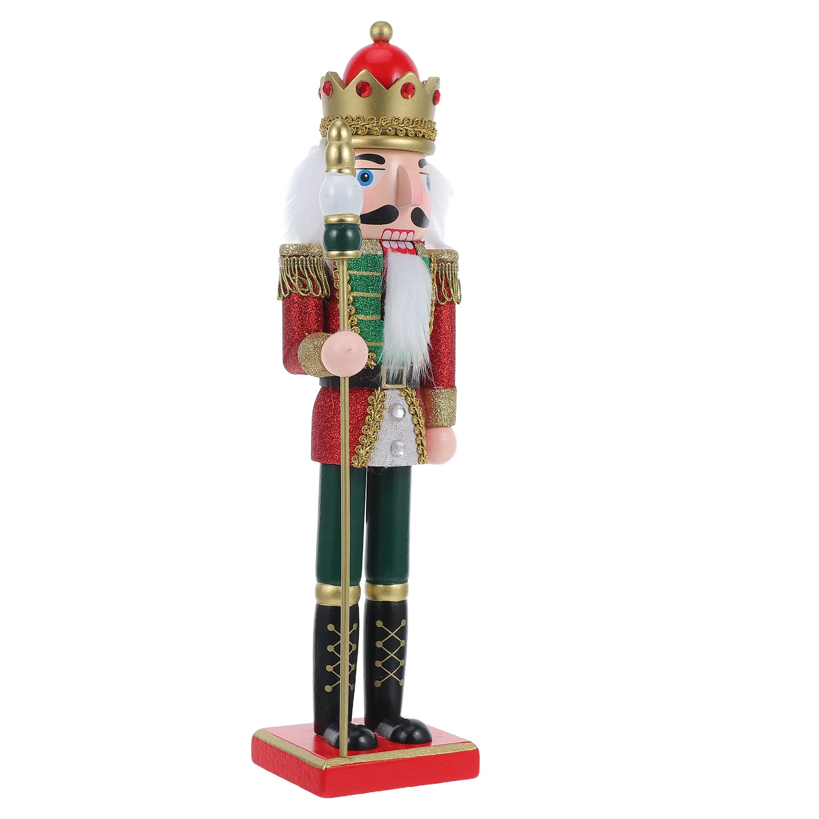 

Nutcracker King with Scepter Handcrafted Wood Figure Classic Christmas Decoration for Study Room Kids Space Holiday
