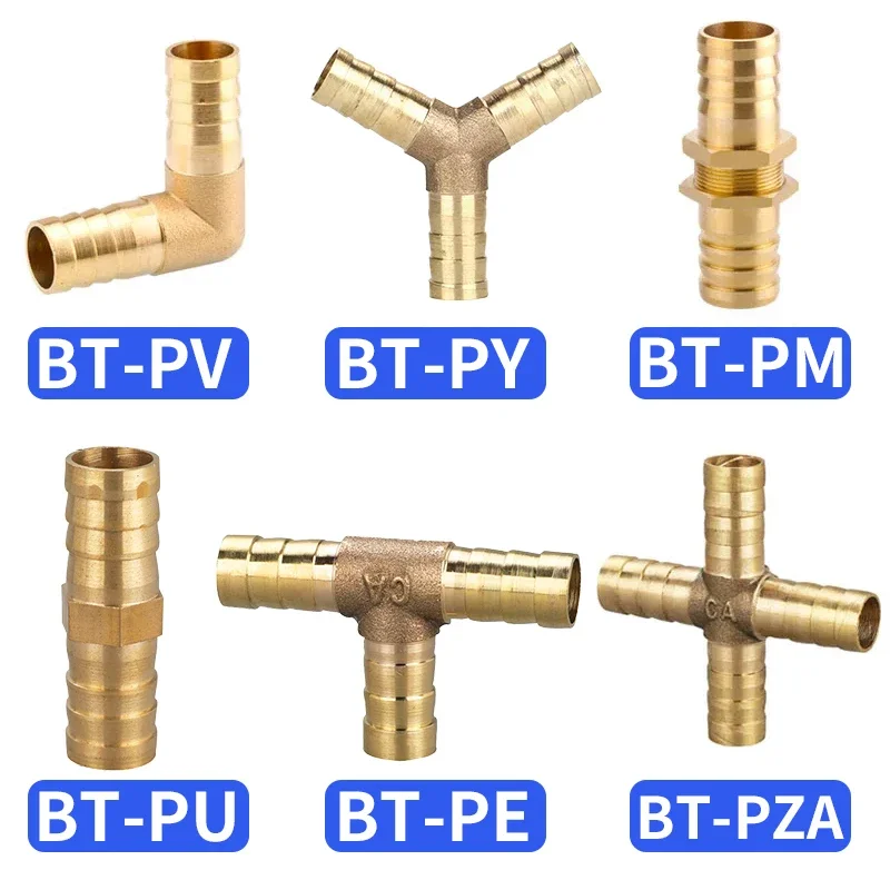 

10pcs Copper Pagoda Water Tube Fittings Brass Barb Pipe Fitting 2 3 4 Way Brass Connector For 6mm 8mm 10mm 12mm 16mm 19mm hose