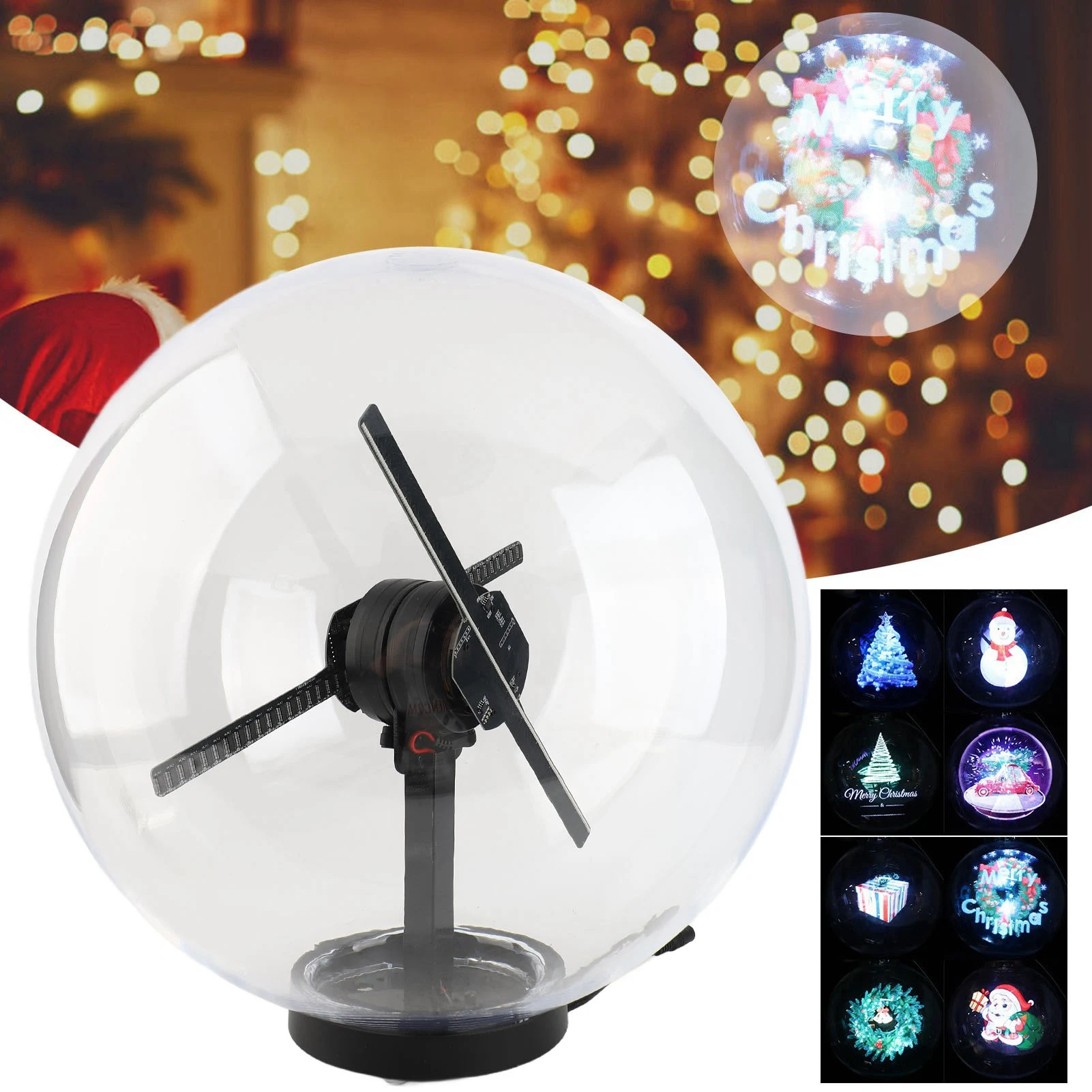 3D Projector Fan Digital Holographic Projector Projector Wireless WIFI 3D Holographic Projector Ball Shape Advertising Displayer