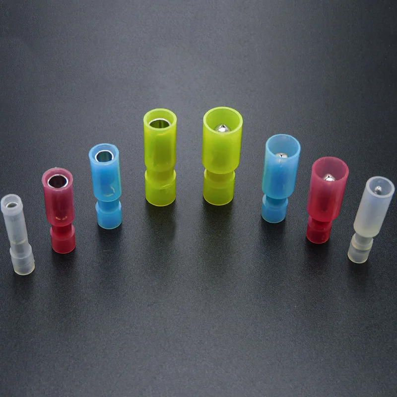 10 Stuks 5 Paar 4-kleuren Kogelvormige Butt Crimp Terminals Nylon Geïsoleerd Snel Insert Draad Connectoren 0.3-6mm2 0.5-0.78 1.25-156