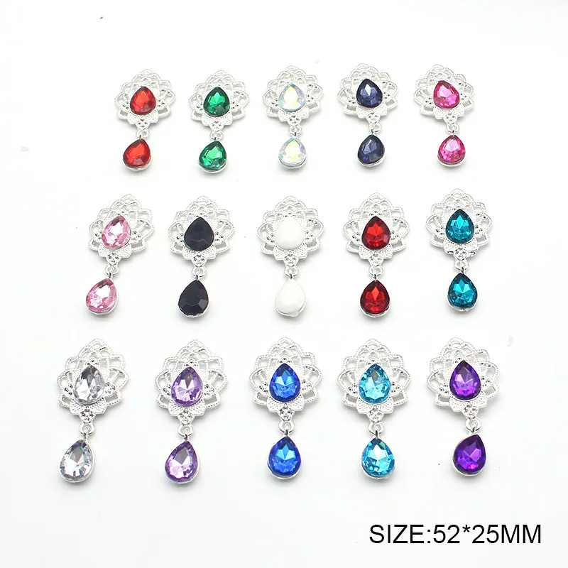 10Pcs 25*52MM Alloy Acrylic DIY Pendant Used For Wedding Dress, Hair, Wine Bottle And Invitation Decoration Accessories