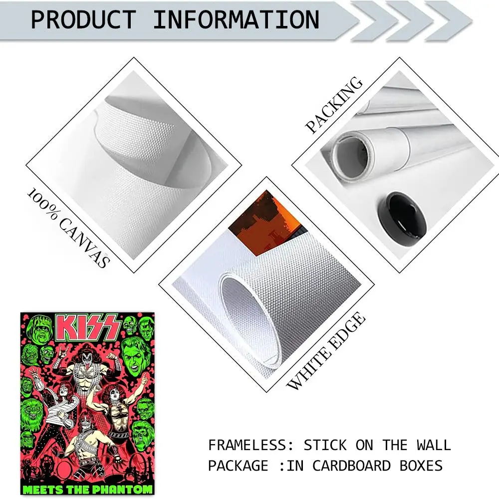 روك K_Kiss الفرقة اللوحة الخط قماش الكتان ملصق جدار يطبع لغرفة المعيشة غرفة نوم مكتب ديكور المنزل #6