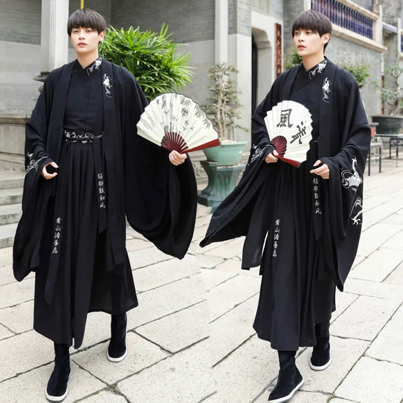 Robe Hanfu traditionnelle de grande taille pour hommes et femmes, costume de la dynastie Han, vêtements de couple de sans-abri des Prairies chinoises, kimono masculin imbibé de Tang