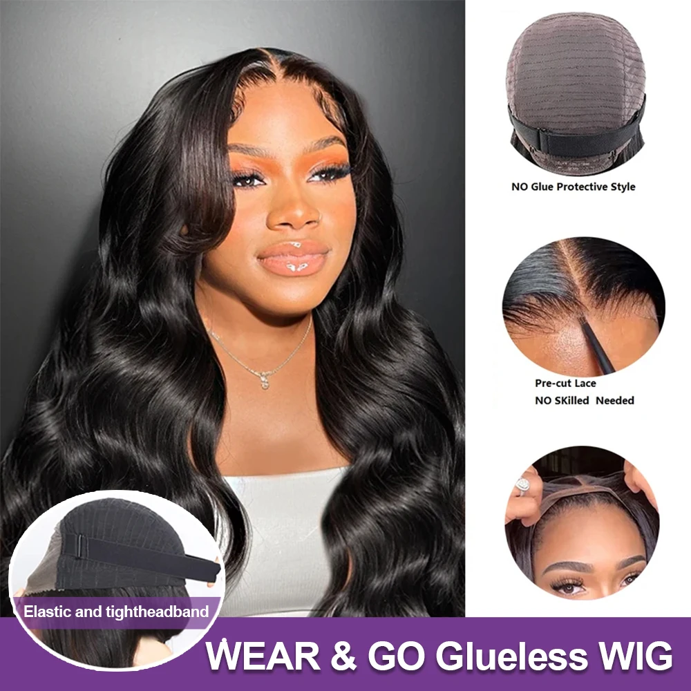 Pre Cut Body Wave 6x4 Lijmloze Pruik Menselijk Haar Pruik Klaar om te dragen Preplucked Haarlijn 13x6 Lace Front Pruik Gebleekte Knopen Voor Vrouwen