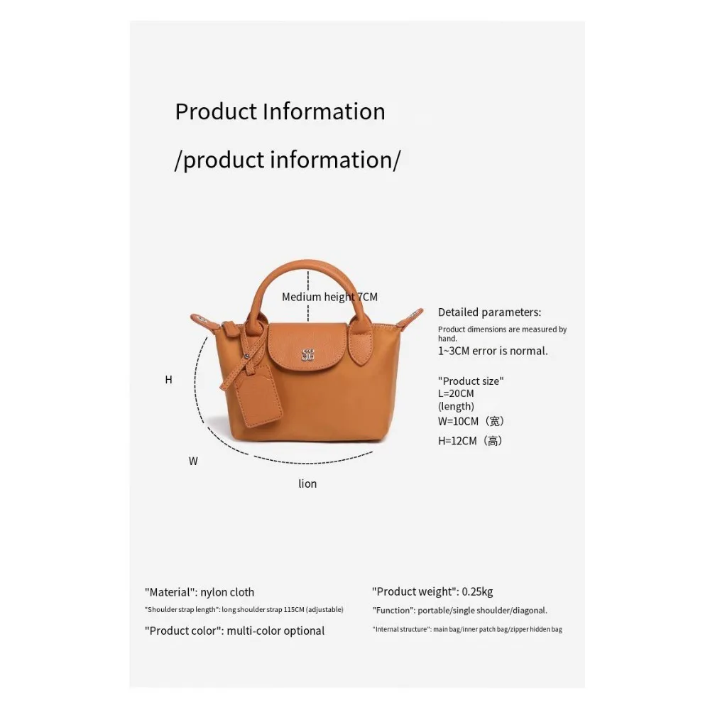 French Mini Bag Fashion Dumpling Bag Nylon Waterproof and Lightweight Portable Bags for WomenVersatile Shoulder Bag Designer Bag